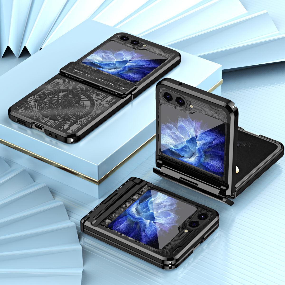 Mechanical Legend Series For Samsung Galaxy Z Flip6 5G Case Electroplating Hard PC Phone Cover - Black