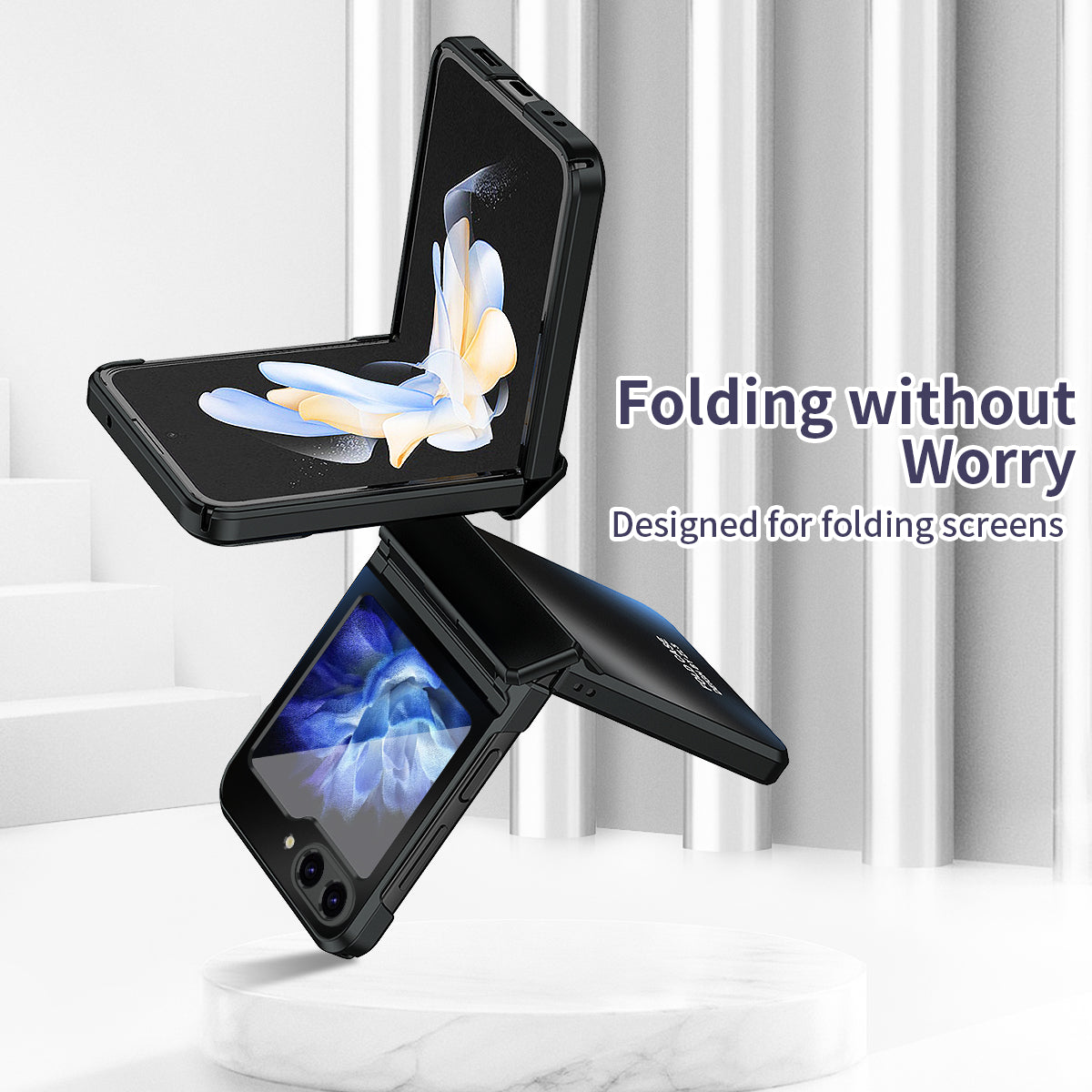 For Samsung Galaxy Z Flip6 5G Case Electroplating PC Hard Phone Cover - Black