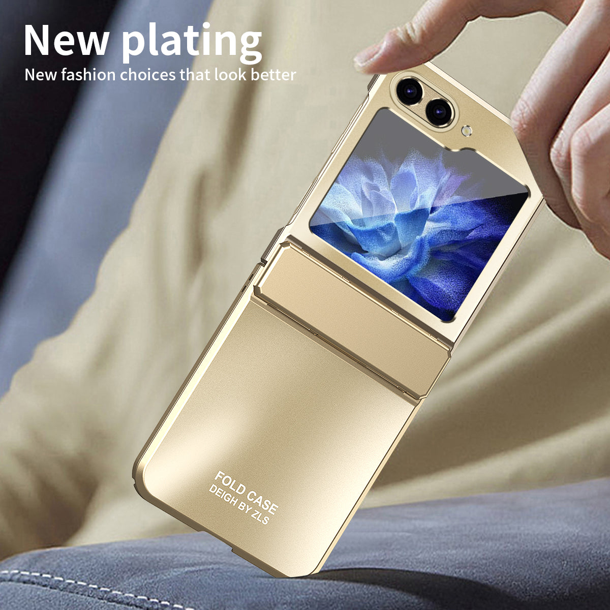 For Samsung Galaxy Z Flip6 5G Case Electroplating PC Hard Phone Cover - Gold
