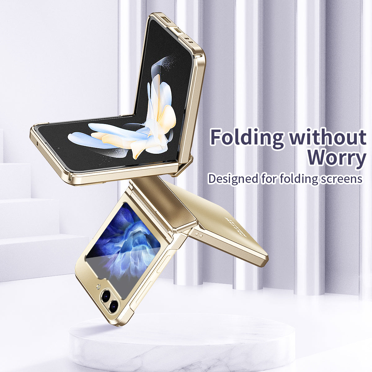 For Samsung Galaxy Z Flip6 5G Case Electroplating PC Hard Phone Cover - Gold