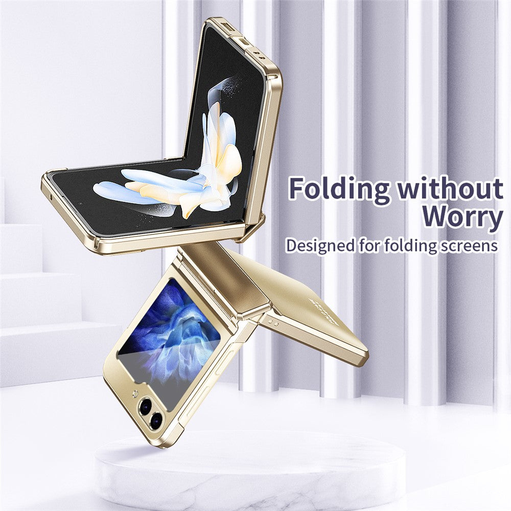 For Samsung Galaxy Z Flip7 FE 5G / Z Flip6 5G / Z Flip5 5G Case Electroplating PC Hard Phone Cover - Gold