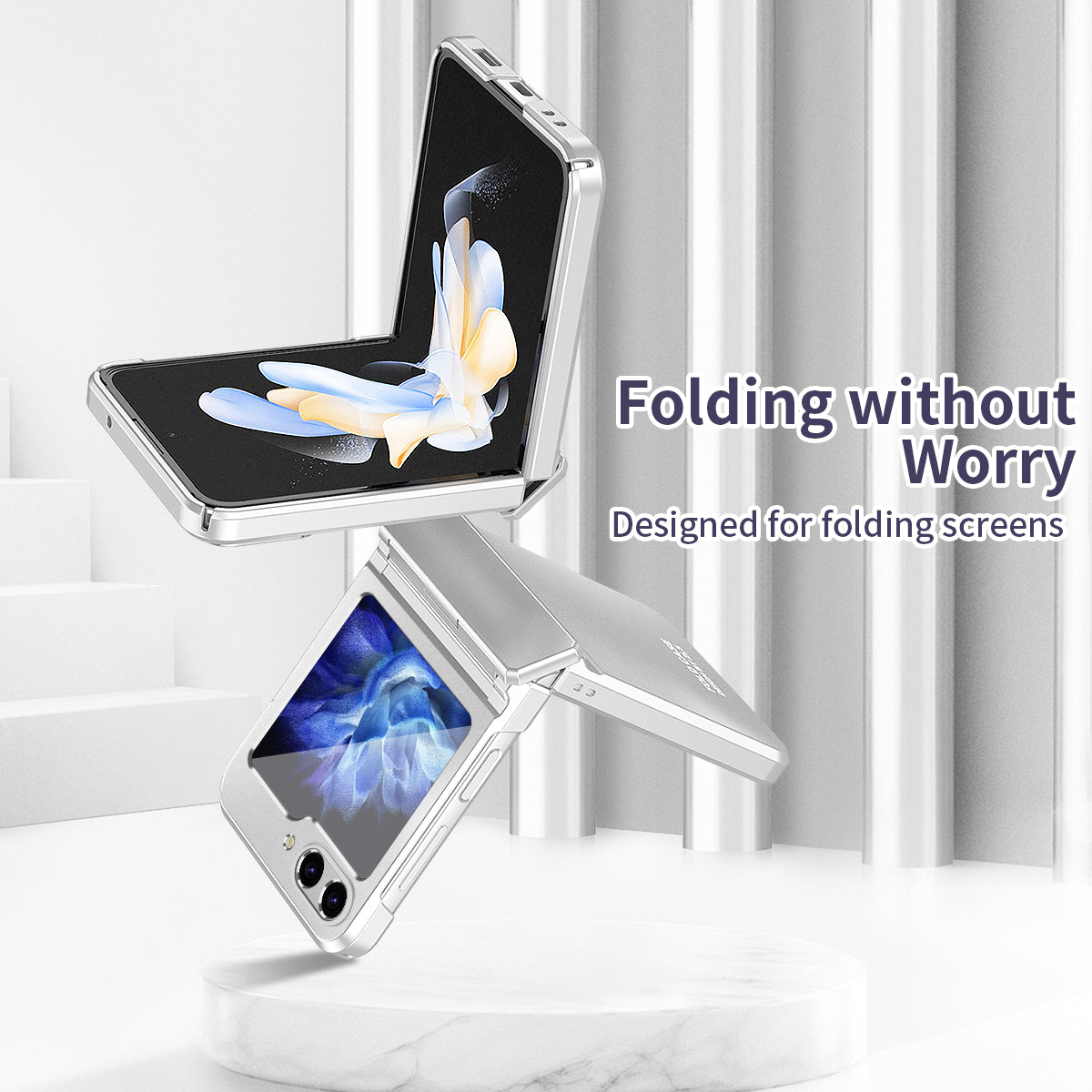 For Samsung Galaxy Z Flip6 5G Case Electroplating PC Hard Phone Cover - Silver
