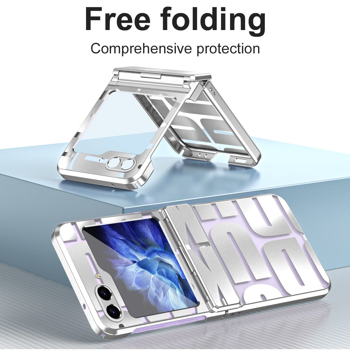 For Samsung Galaxy Z Flip6 5G Case Hard PC Electroplating Phone Cover with Tempered Glass Film - Silver