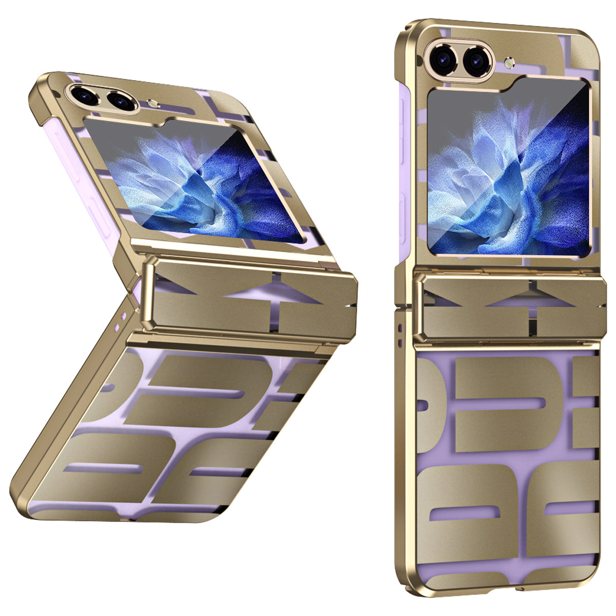 For Samsung Galaxy Z Flip6 5G Case Hard PC Electroplating Phone Cover with Tempered Glass Film - Gold