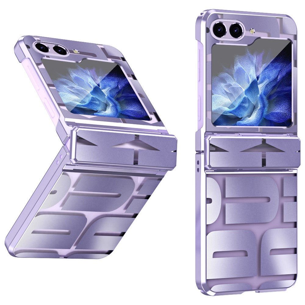 For Samsung Galaxy Z Flip7 FE 5G / Z Flip6 5G / Z Flip5 5G Case Hard PC Electroplating Phone Cover with Tempered Glass Film - Purple