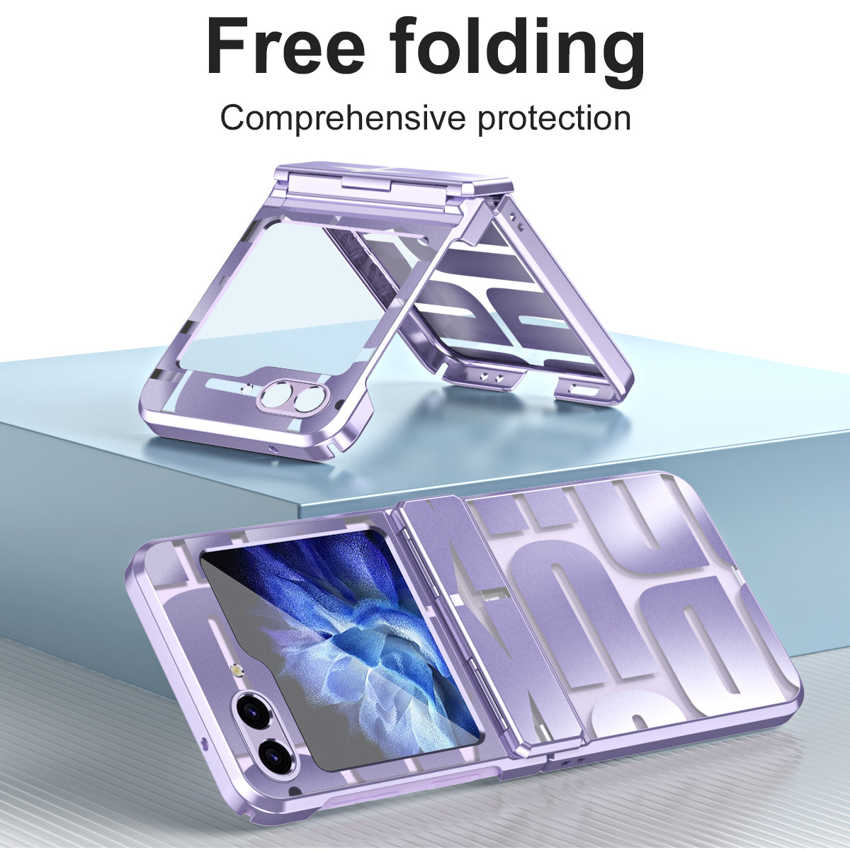 For Samsung Galaxy Z Flip6 5G Case Hard PC Electroplating Phone Cover with Tempered Glass Film - Purple