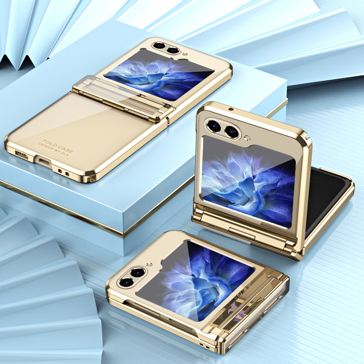 For Samsung Galaxy Z Flip6 5G Case Electroplating Hard PC Folding Phone Cover - Champagne Gold