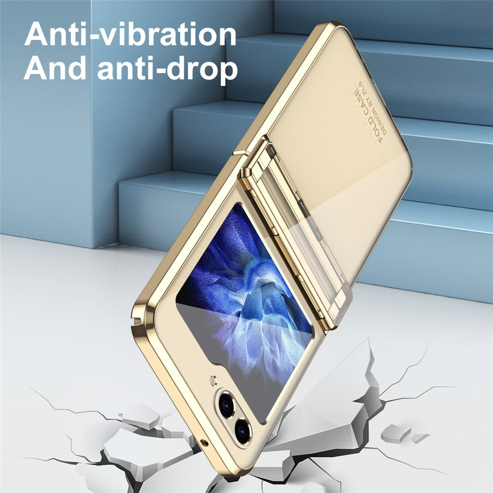 For Samsung Galaxy Z Flip7 FE 5G / Z Flip6 5G / Z Flip5 5G Case Electroplating Hard PC Folding Phone Cover - Champagne Gold