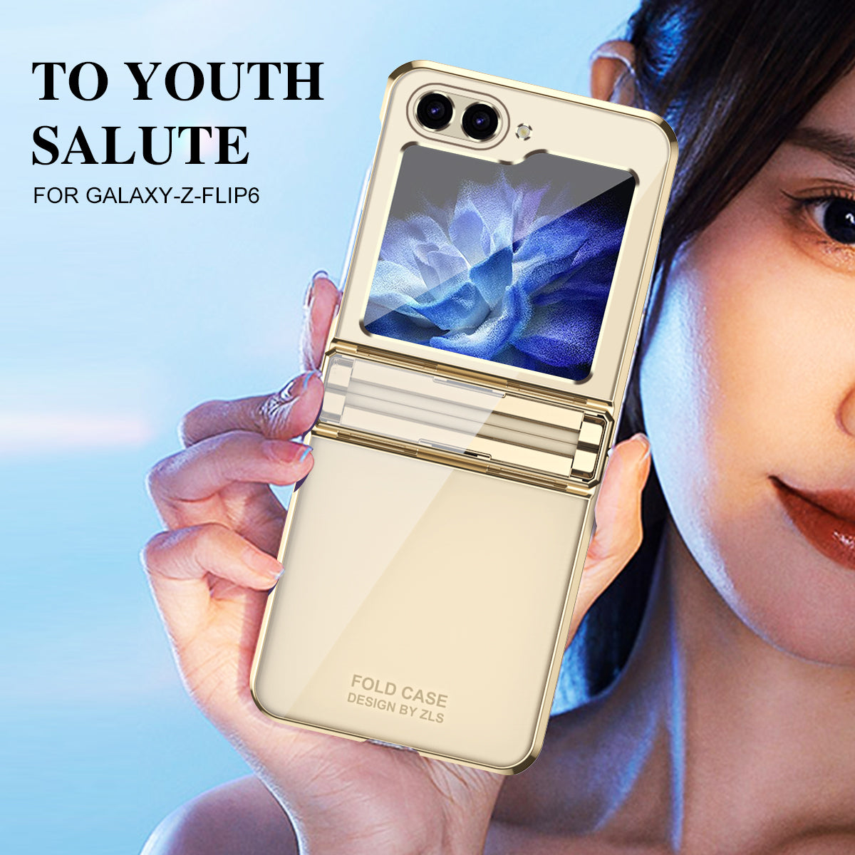 For Samsung Galaxy Z Flip6 5G Case Electroplating Hard PC Folding Phone Cover - Champagne Gold