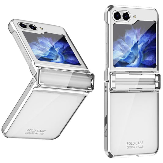For Samsung Galaxy Z Flip7 FE 5G / Z Flip6 5G / Z Flip5 5G Case Electroplating Hard PC Folding Phone Cover - Silver
