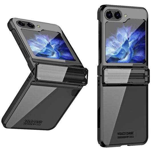 For Samsung Galaxy Z Flip7 FE 5G / Z Flip6 5G / Z Flip5 5G Case Electroplating Hard PC Folding Phone Cover - Black