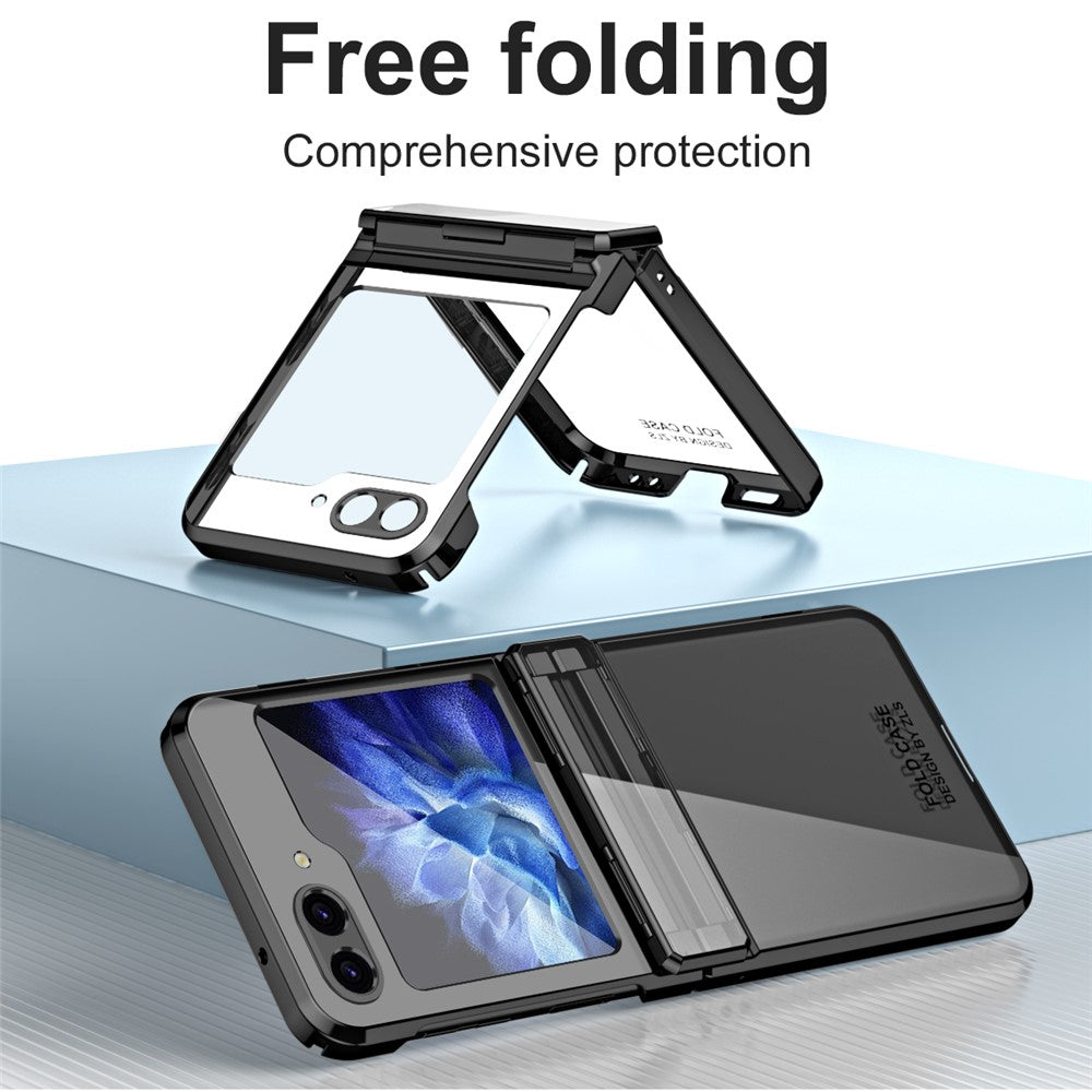 For Samsung Galaxy Z Flip7 FE 5G / Z Flip6 5G / Z Flip5 5G Case Electroplating Hard PC Folding Phone Cover - Black