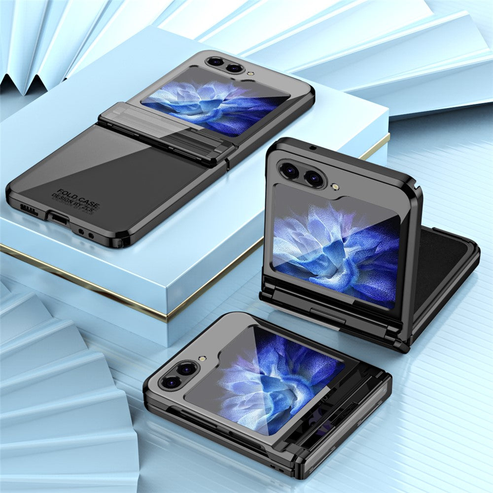For Samsung Galaxy Z Flip7 FE 5G / Z Flip6 5G / Z Flip5 5G Case Electroplating Hard PC Folding Phone Cover - Black