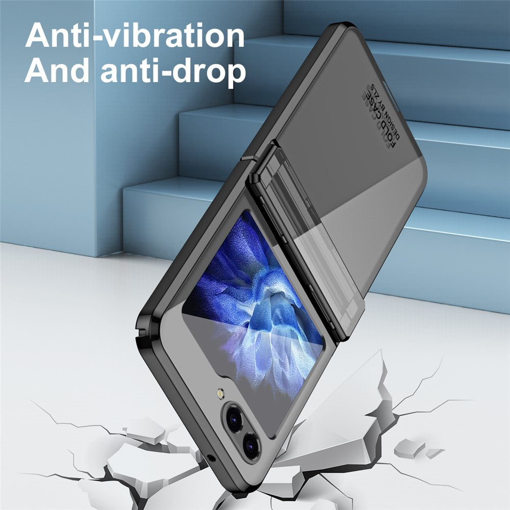 For Samsung Galaxy Z Flip7 FE 5G / Z Flip6 5G / Z Flip5 5G Case Electroplating Hard PC Folding Phone Cover - Black