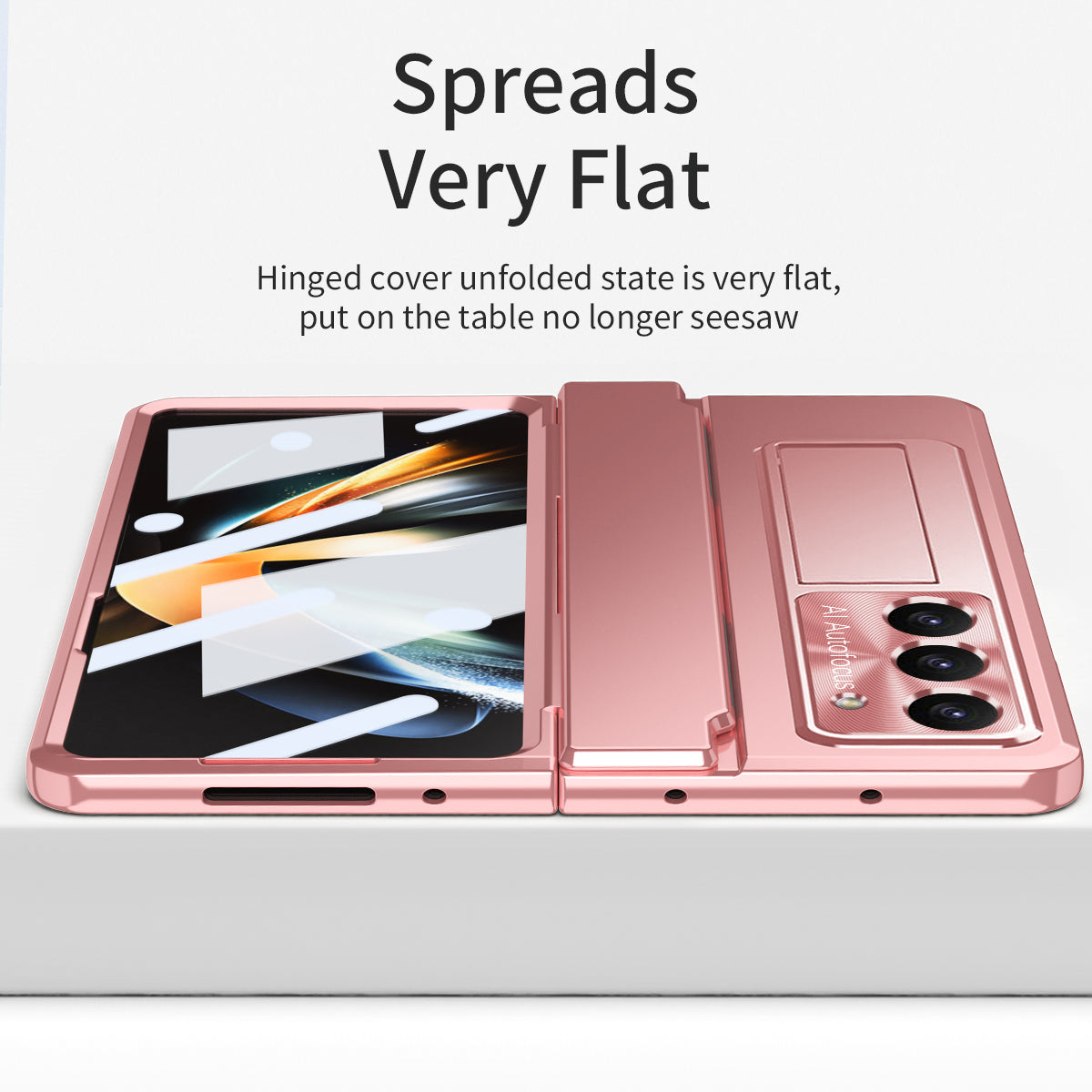 For Samsung Galaxy Z Fold6 5G Case Hinge Protection PC Phone Cover with Kickstand - Pink