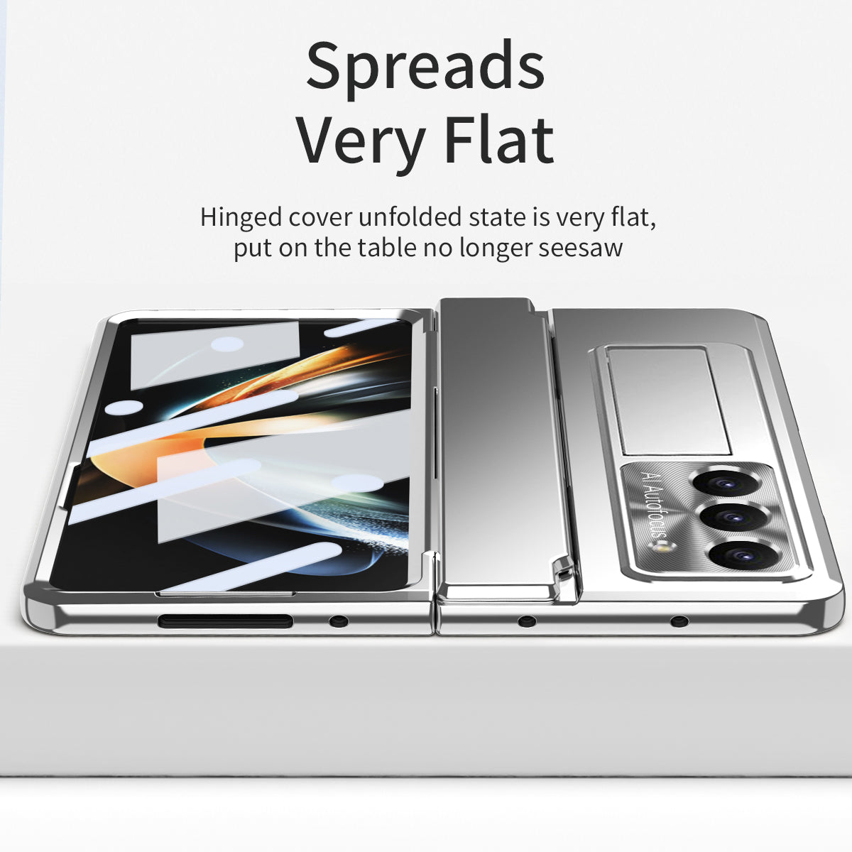 For Samsung Galaxy Z Fold6 5G Case Hinge Protection PC Phone Cover with Kickstand - Silver