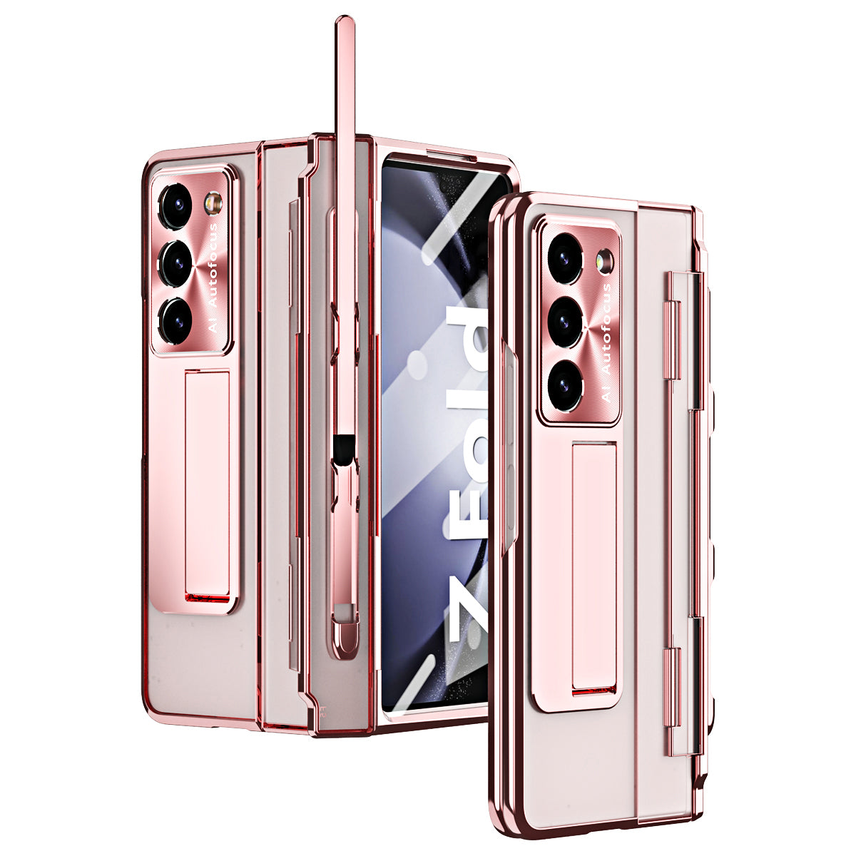 For Samsung Galaxy Z Fold6 5G Case Kickstand Hard PC Phone Cover - Rose Gold
