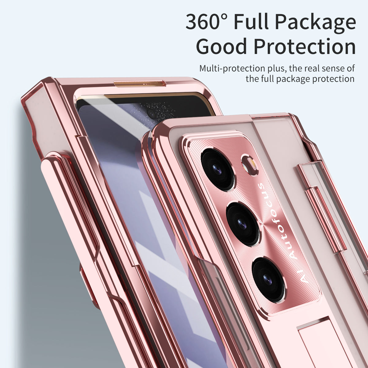 For Samsung Galaxy Z Fold6 5G Case Kickstand Hard PC Phone Cover - Rose Gold