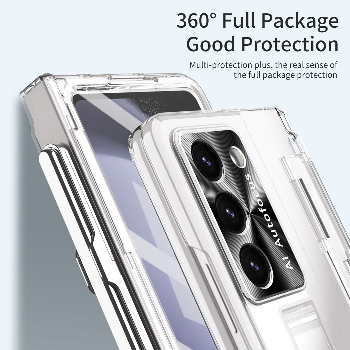 For Samsung Galaxy Z Fold6 5G Case Kickstand Hard PC Phone Cover - Transparent