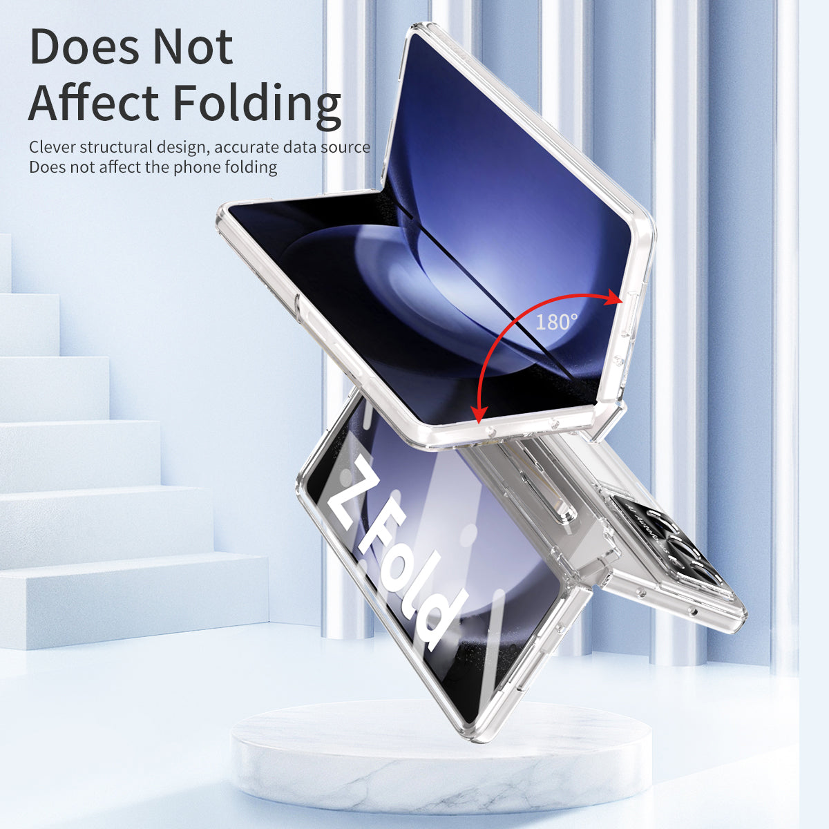 For Samsung Galaxy Z Fold6 5G Case Kickstand Hard PC Phone Cover - Transparent