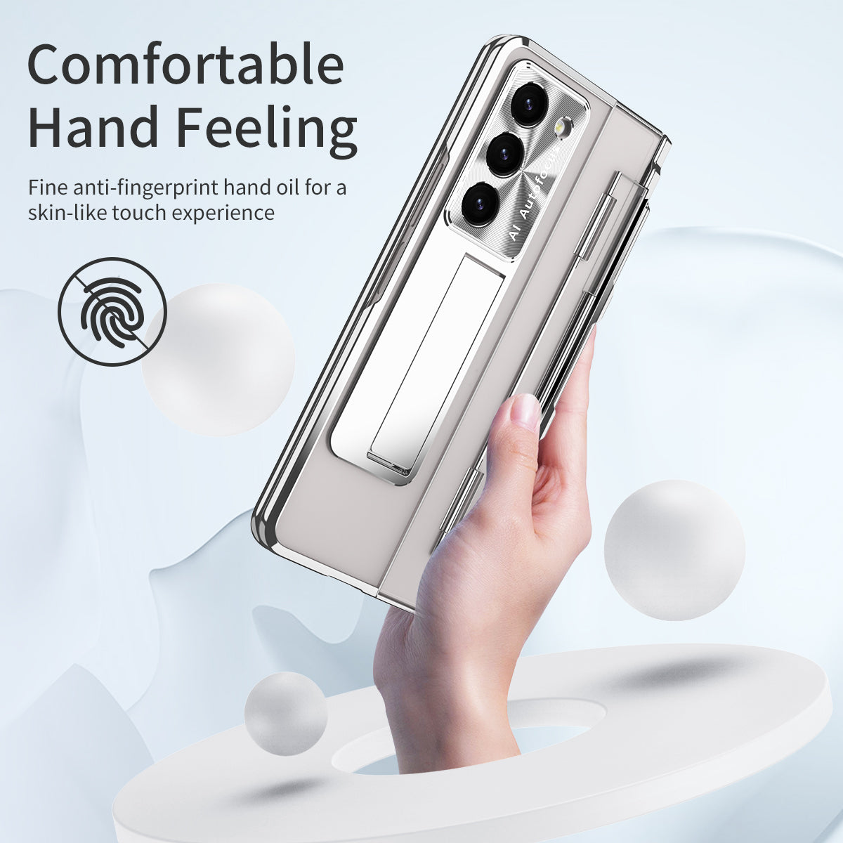 For Samsung Galaxy Z Fold6 5G Case Kickstand Hard PC Phone Cover - Silver