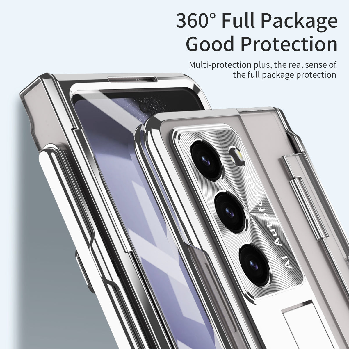 For Samsung Galaxy Z Fold6 5G Case Kickstand Hard PC Phone Cover - Silver
