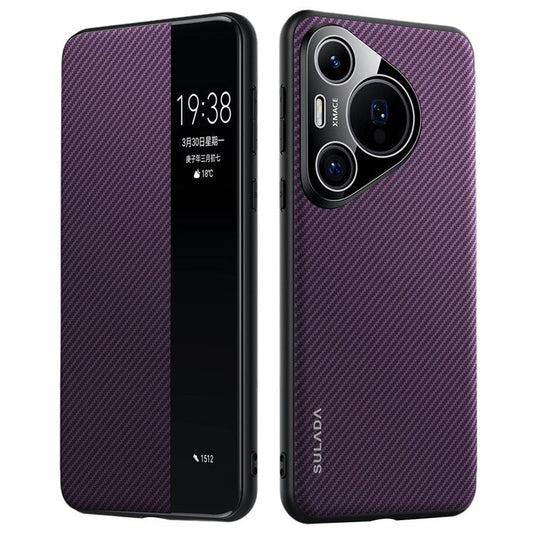 SULADA For Huawei Pura 70 Case View Window Leather Phone Cover with Auto Wake / Sleep - Purple