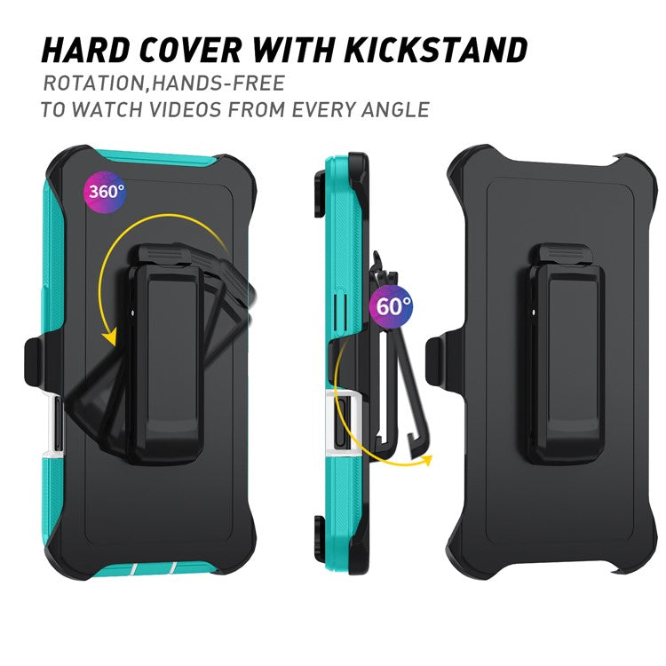 For iPhone 16 Pro Wholesale Phone Cases Detachable PC+TPU Phone Shell with Kickstand - Water Blue+White