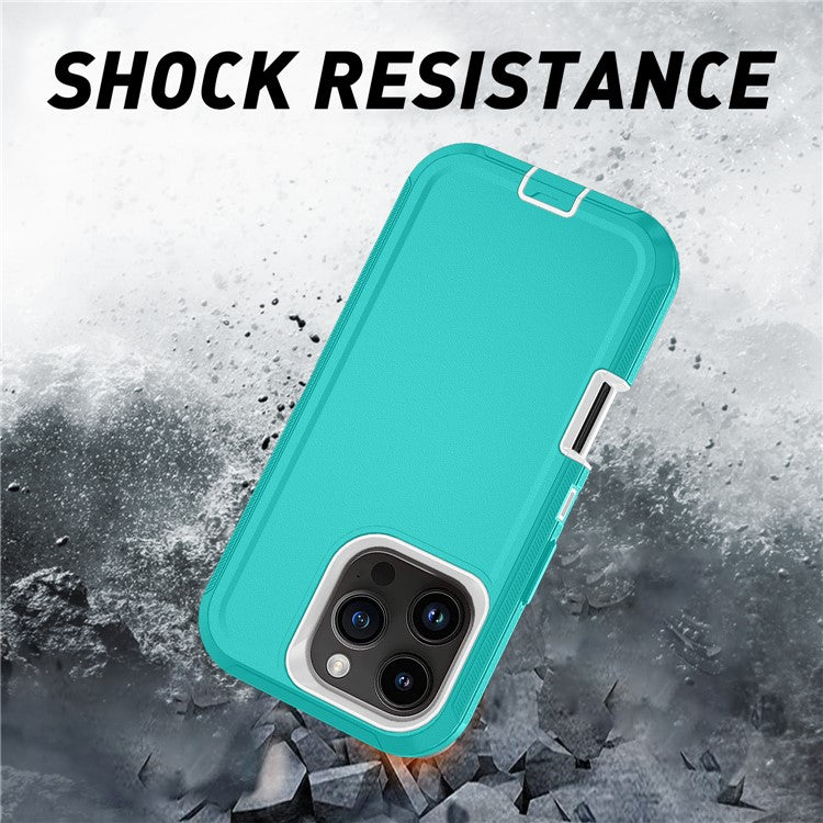 For iPhone 16 Pro Wholesale Phone Cases Detachable PC+TPU Phone Shell with Kickstand - Water Blue+White