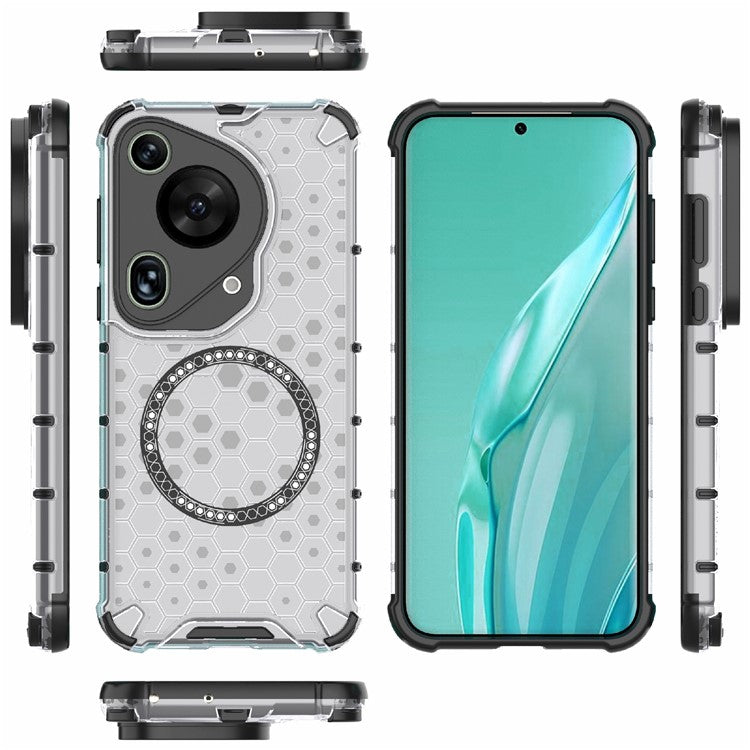 For Huawei Pura 70 Ultra Case Compatible with MagSafe Honeycomb TPU+PC Phone Cover - Transparent