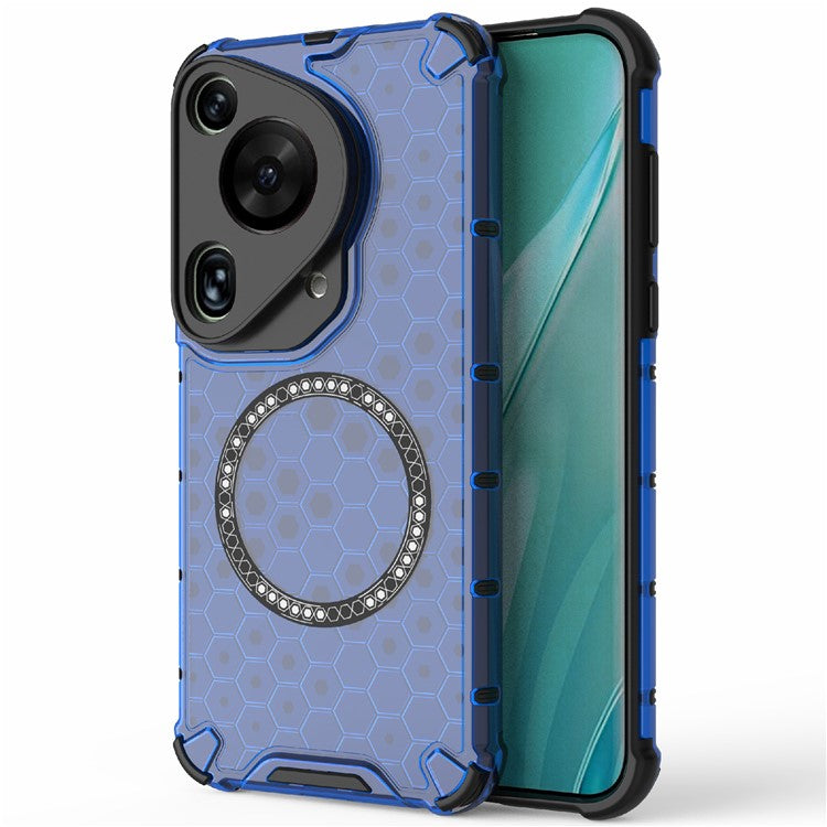 For Huawei Pura 70 Ultra Case Compatible with MagSafe Honeycomb TPU+PC Phone Cover - Blue