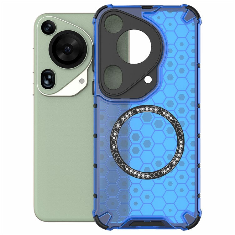 For Huawei Pura 70 Ultra Case Compatible with MagSafe Honeycomb TPU+PC Phone Cover - Blue