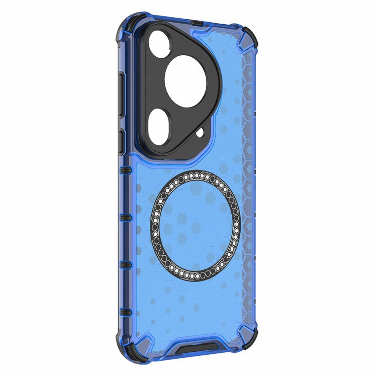 For Huawei Pura 70 Ultra Case Compatible with MagSafe Honeycomb TPU+PC Phone Cover - Blue
