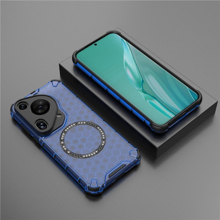For Huawei Pura 70 Ultra Case Compatible with MagSafe Honeycomb TPU+PC Phone Cover - Blue