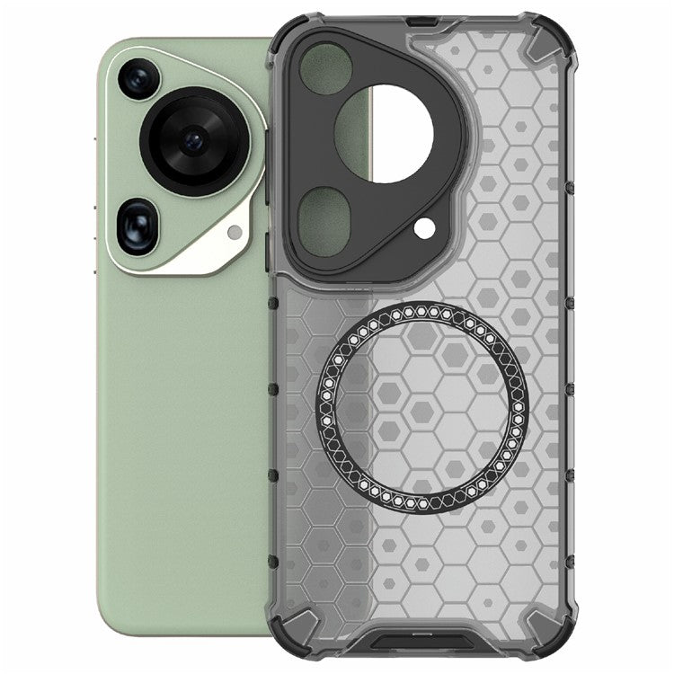 For Huawei Pura 70 Ultra Case Compatible with MagSafe Honeycomb TPU+PC Phone Cover - Grey