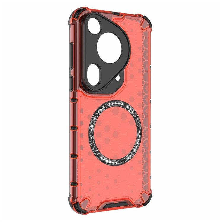 For Huawei Pura 70 Ultra Case Compatible with MagSafe Honeycomb TPU+PC Phone Cover - Red