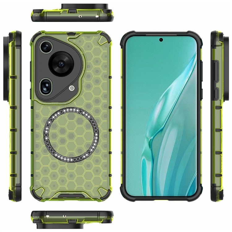 For Huawei Pura 70 Ultra Case Compatible with MagSafe Honeycomb TPU+PC Phone Cover - Green