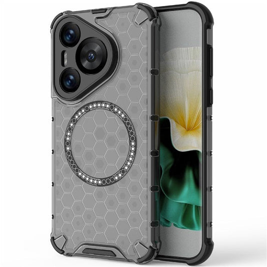 For Huawei Pura 70 Magnetic Case TPU+PC Honeycomb Corner Protection Phone Cover - Grey