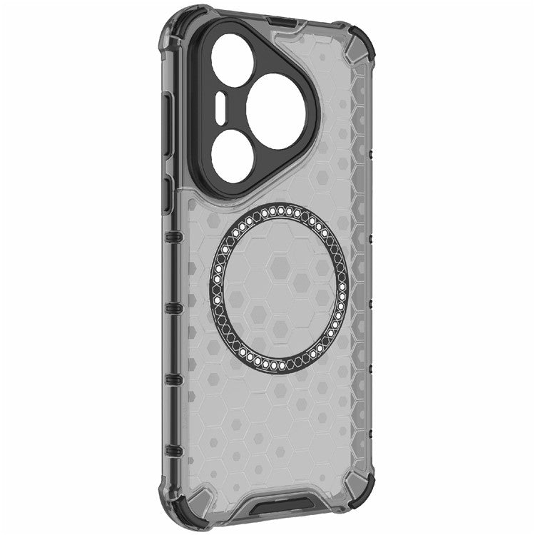 For Huawei Pura 70 Magnetic Case TPU+PC Honeycomb Corner Protection Phone Cover - Grey
