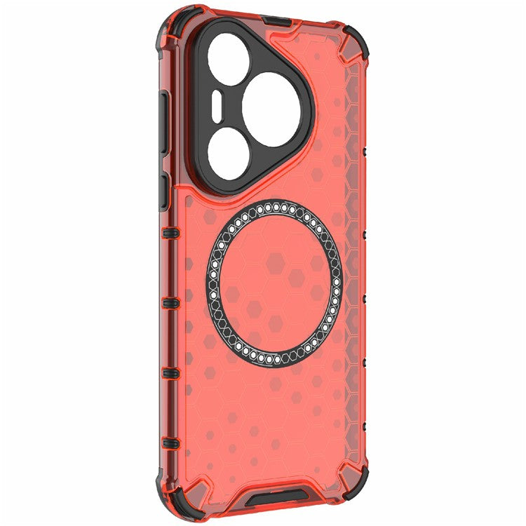 For Huawei Pura 70 Magnetic Case TPU+PC Honeycomb Corner Protection Phone Cover - Red