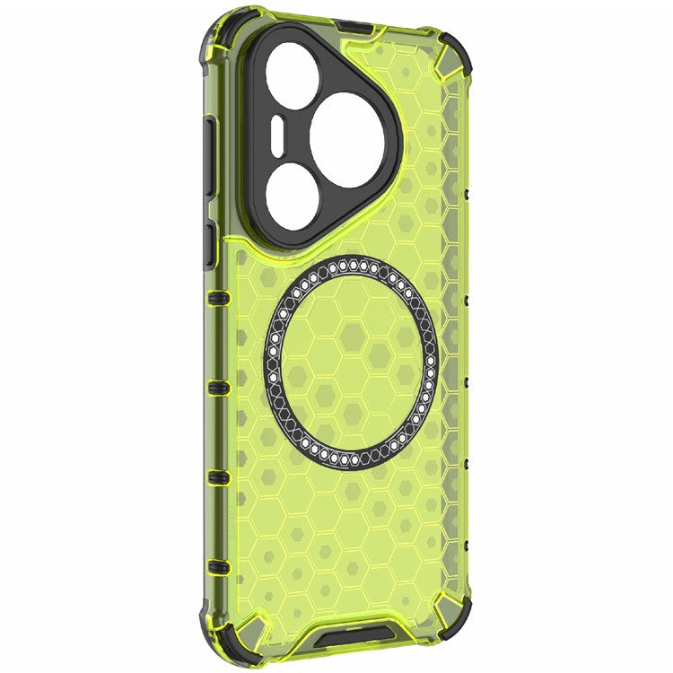 For Huawei Pura 70 Magnetic Case TPU+PC Honeycomb Corner Protection Phone Cover - Green
