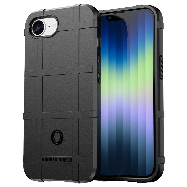 For iPhone SE (2024) Case Square Grid Texture Anti-Fall TPU Phone Cover - Black