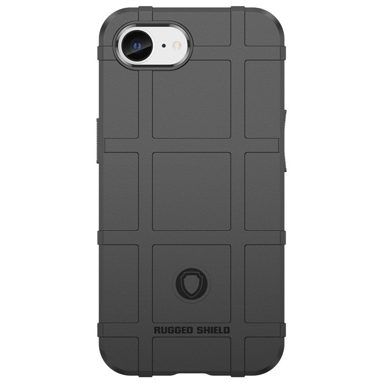For iPhone SE (2024) Case Square Grid Texture Anti-Fall TPU Phone Cover - Black
