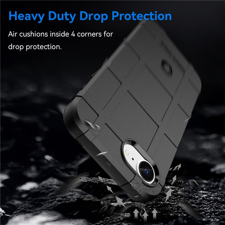 For iPhone 16e Case Square Grid Texture Anti-Fall TPU Phone Cover - Black