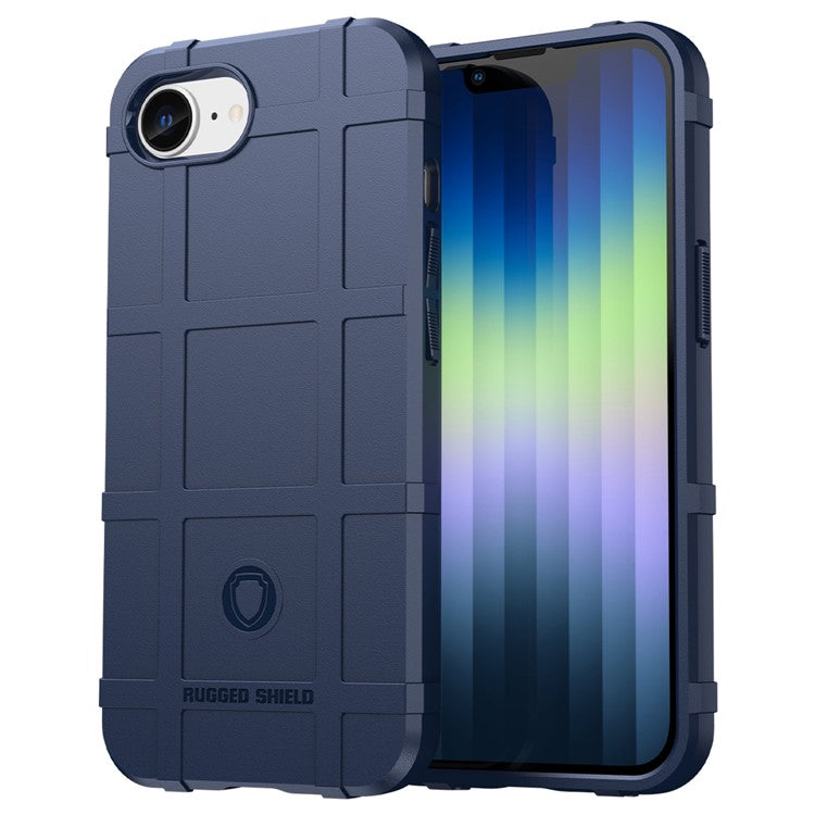 For iPhone SE (2024) Case Square Grid Texture Anti-Fall TPU Phone Cover - Blue