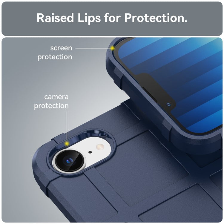 For iPhone 16e Case Square Grid Texture Anti-Fall TPU Phone Cover - Blue