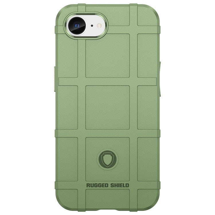For iPhone SE (2024) Case Square Grid Texture Anti-Fall TPU Phone Cover - Green