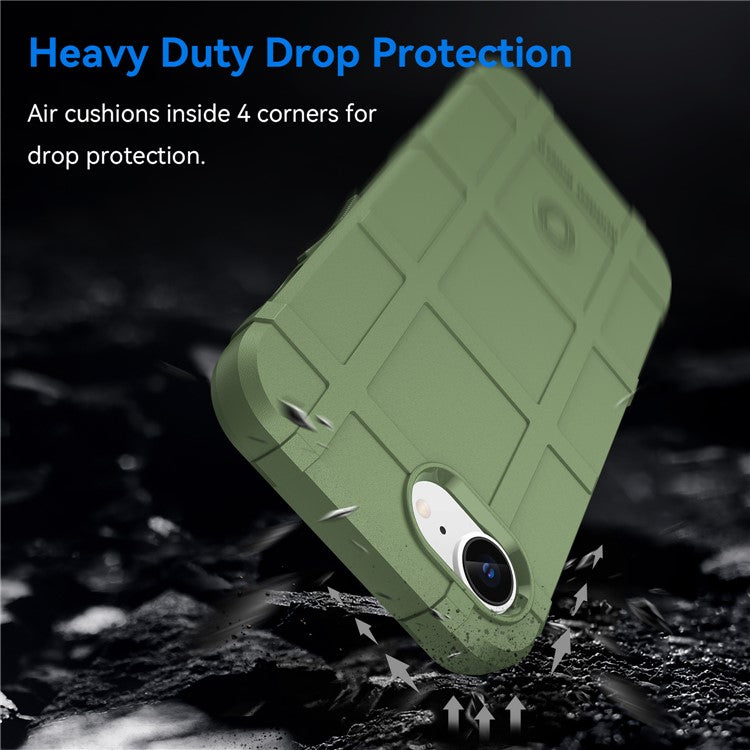 For iPhone SE (2024) Case Square Grid Texture Anti-Fall TPU Phone Cover - Green