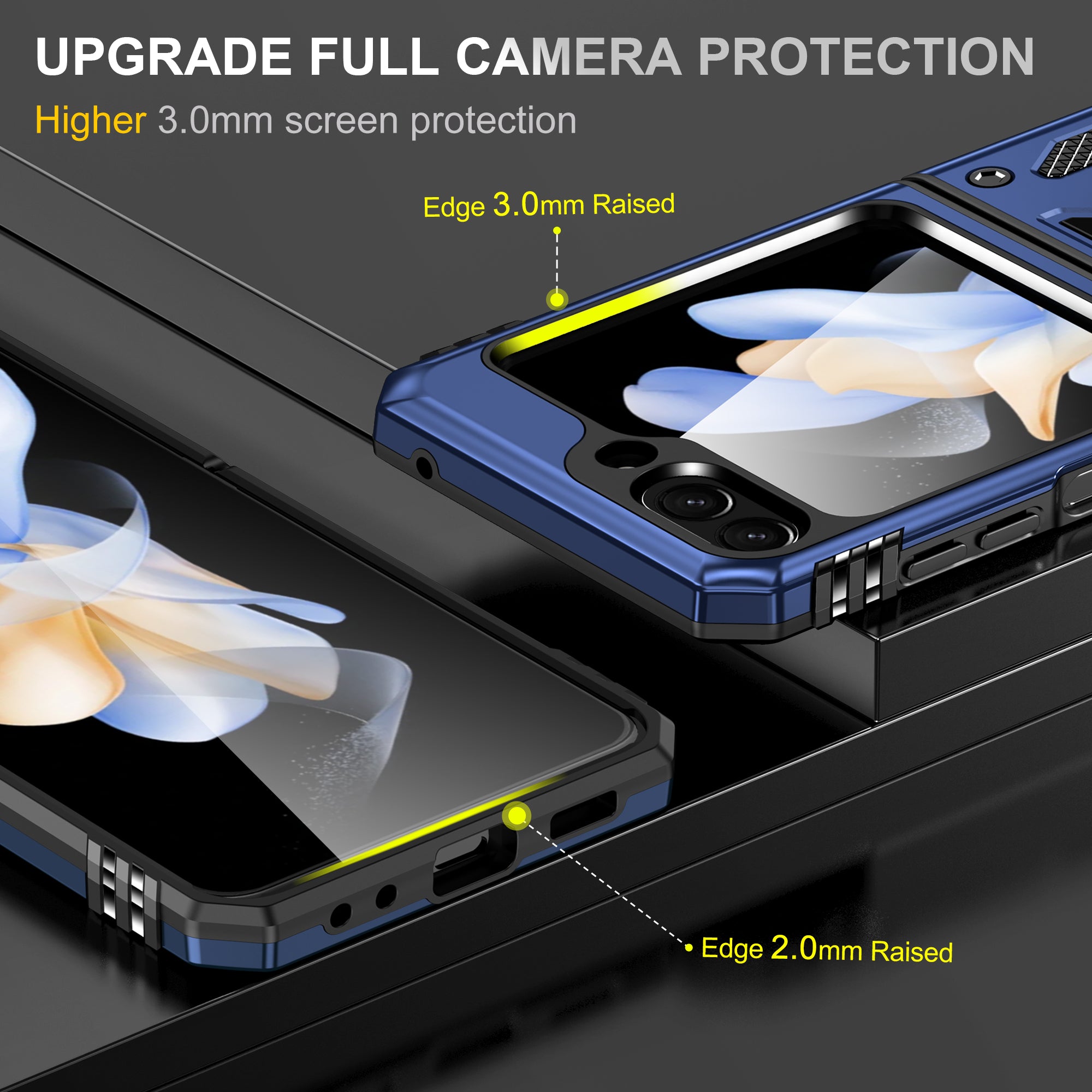 Armor Series For Samsung Galaxy Z Flip6 5G Case Ring Kickstand PC+TPU Phone Cover - Navy Blue