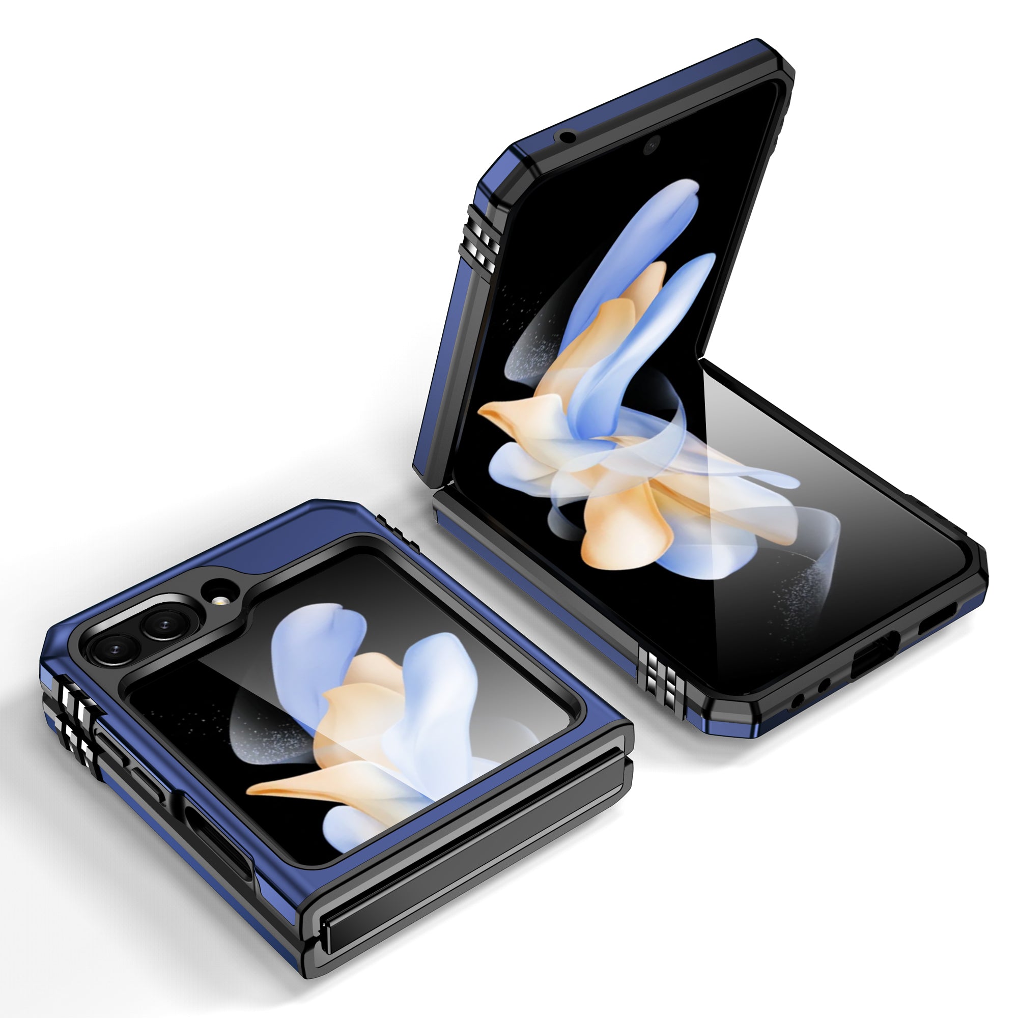 Armor Series For Samsung Galaxy Z Flip6 5G Case Ring Kickstand PC+TPU Phone Cover - Navy Blue